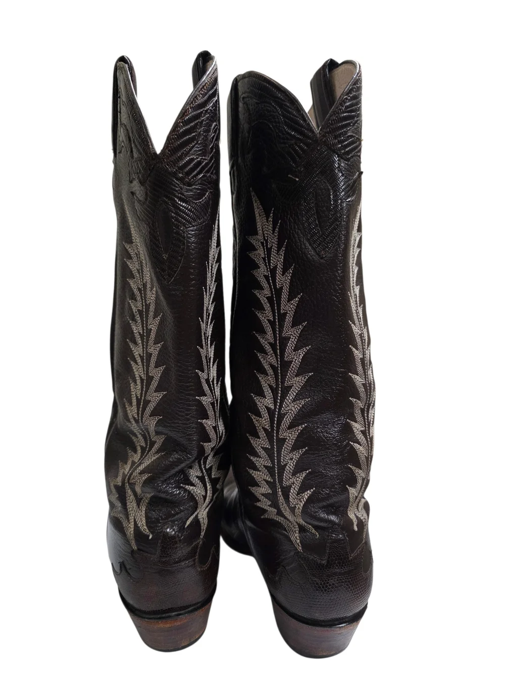 Cowtown Western Cowboy Boots Dark brown Exotic Teju Lizard women size 6.5 B Vint